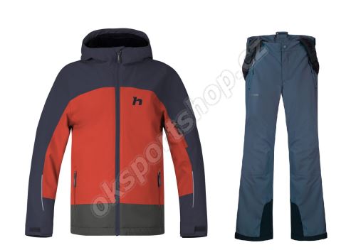 Dětský lyžařský komplet Davis Cherry tomato/ombre blue + Bennet Ombre blue